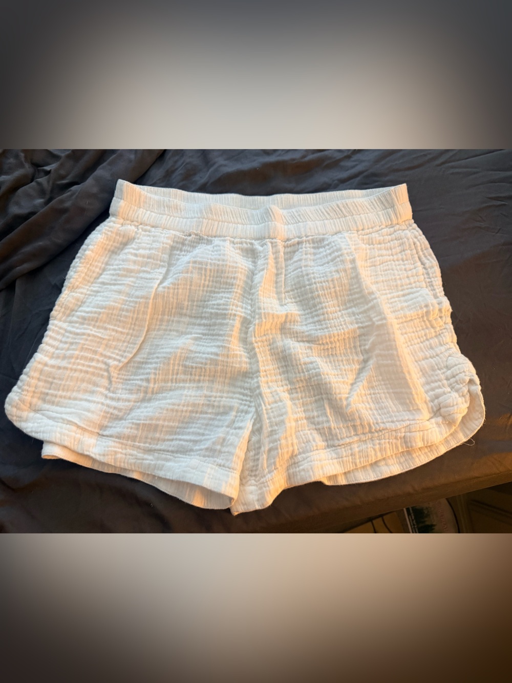 Rip Curl White Cotton Crinkle Athletic Shorts